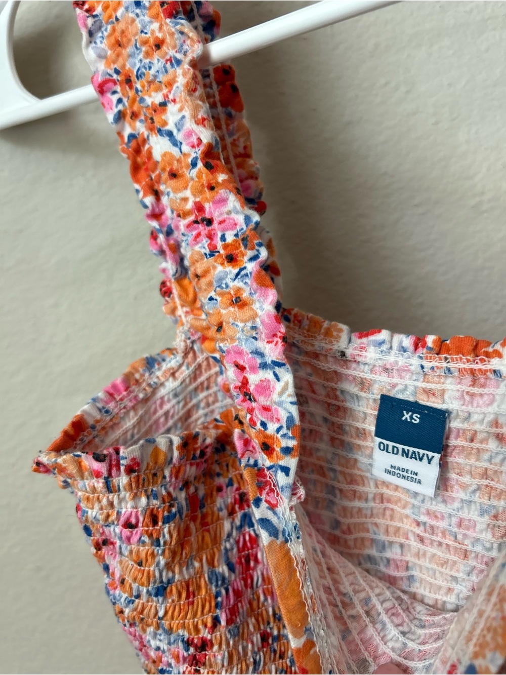 Old Navy Floral Smocked Midi Dress in Pink & Orange - Picture 3 of 3